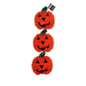 22” Hanging Tinsel Jack-O-Lanterns Halloween Wall Door Wreath Sign Crafts Fall